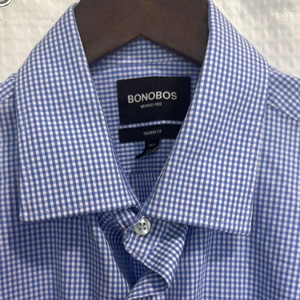 Bonobos Blue and White Gingham Dress Shirt
